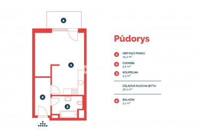 Pronájem, Byty 1+kk, 41m2 - Praha - Hlubočepy
